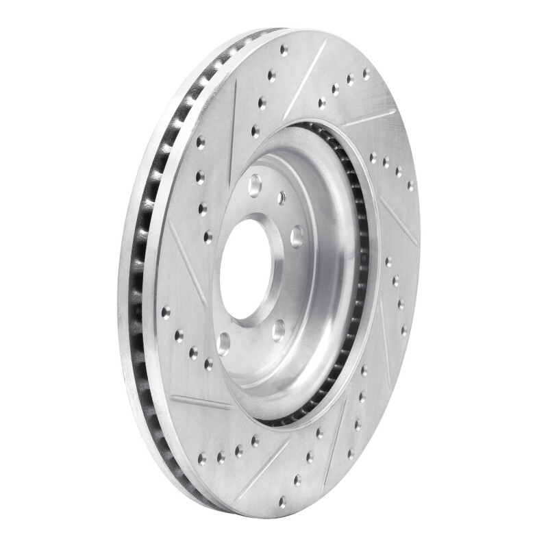 Ford Flex Brake Rotor (1) - Front Right - R1 Concepts - Drilled & Slotted - Silver - `11-`19